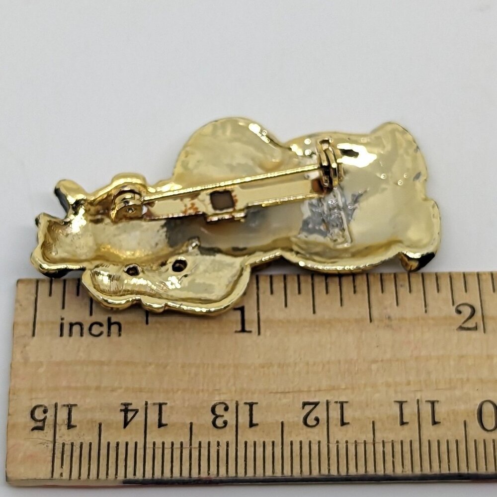 Vintage Signed JJ Gold-Tone Snowman Brooch Pin With Christmas Colors & Candy Can - Picture 2 of 3